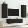 vidaXL TV Wall Cabinets with LED Lights 2 pcs Black 60x35x41 cm