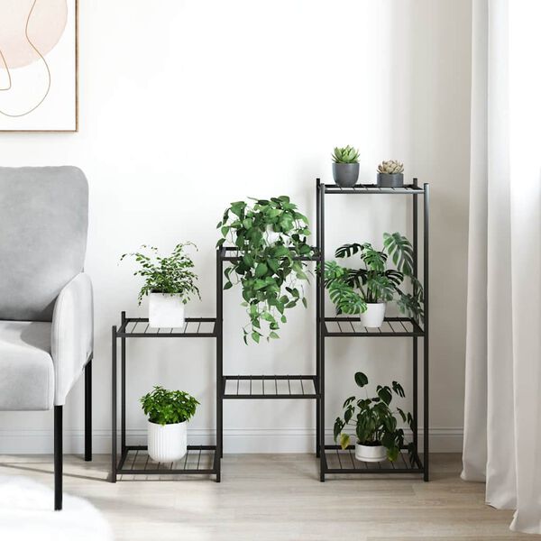 vidaXL Flower Stand 83x25x80 cm Black Iron