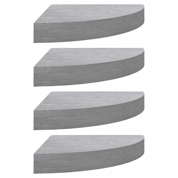 vidaXL Wall Corner Shelves 4 pcs Concrete Grey 25x25x3.8 cm MDF