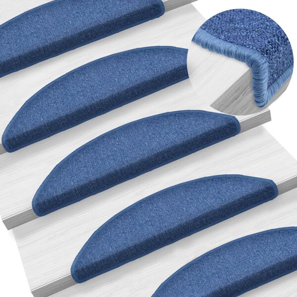 vidaXL Stair Mats 10 pcs 56x17x3 cm Blue Half Round