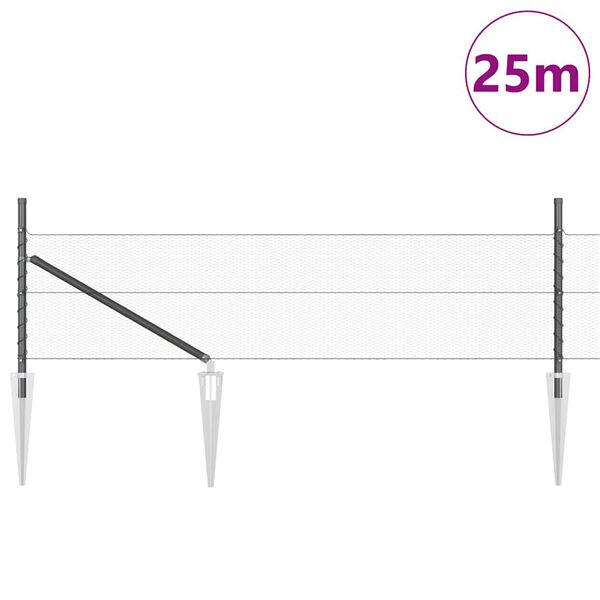 vidaXL Fence Post Grey 25 x 0.5 m (13 mm mesh) Steel