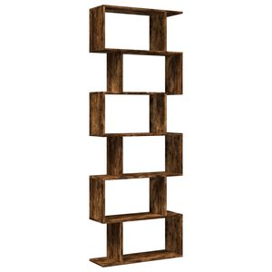 vidaXL Room Divider Bookcase 6-Tier Smoked Oak 70x24x193 cm Engineered Wood
