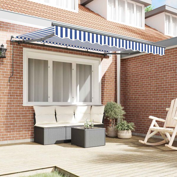 vidaXL Retractable Awning Blue and White 250 x 200 cm