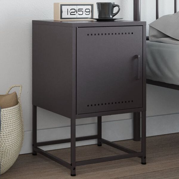 vidaXL Bedside Cabinet Black 36x39x60.5 cm Steel