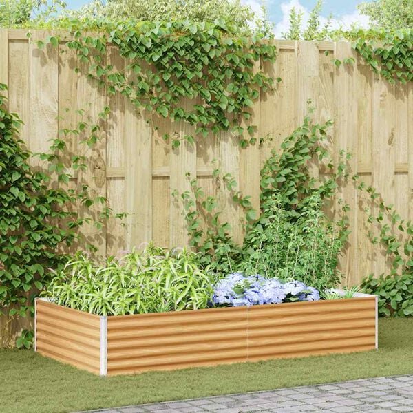 vidaXL Garden Raised Bed 195 x 100 x 36 cm Galvanised Steel