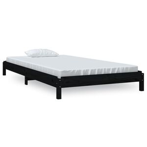 vidaXL Stack Bed without Mattress Black 80x200 cm Solid Wood Pine