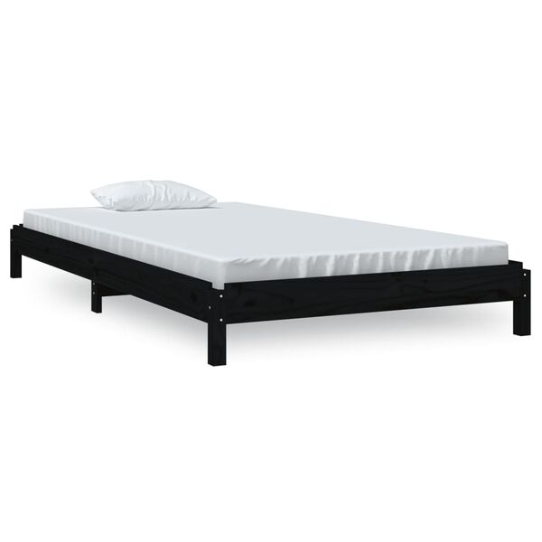 vidaXL Stack Bed without Mattress Black 80x200 cm Solid Wood Pine