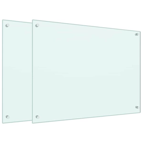 vidaXL Kitchen Backsplashes 2 pcs White 80x60 cm Tempered Glass
