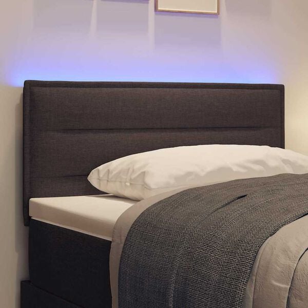 vidaXL LED Headboard with LED Strip Lights Dark Brown 80 cm Polyester