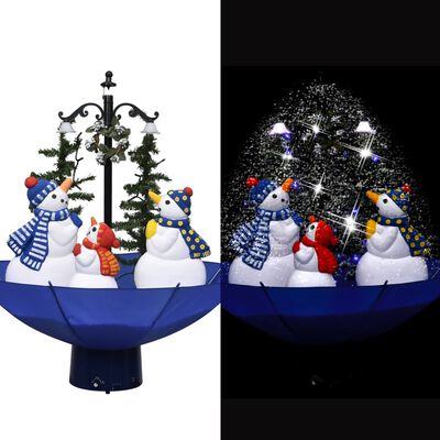 vidaXL Snowing Christmas Tree with Umbrella Base Blue 75 cm PVC