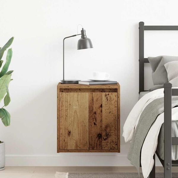 vidaXL Wall-Mounted Bedside Cabinet Old Wood 38x34x40 cm
