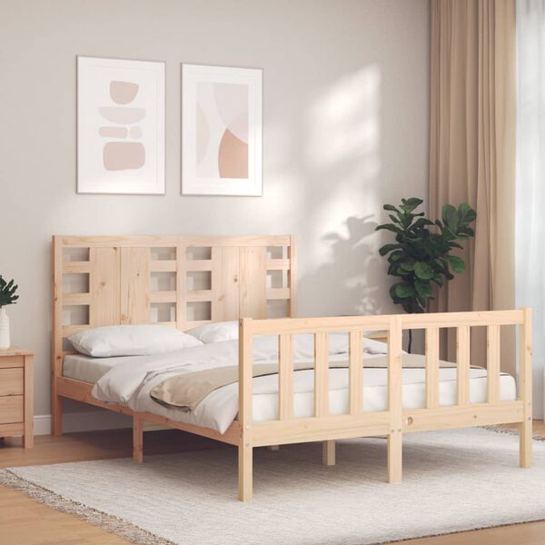 vidaXL Bed Frame without Mattress Double Solid Wood Pine
