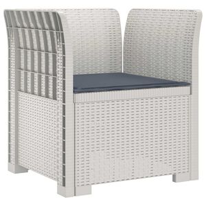 vidaXL 1-Seater Armchair with Cushion Rattan Look PP White