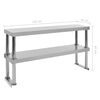 vidaXL Kitchen Work Table with Overshelf 120x60x150 cm Stainless Steel