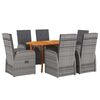 vidaXL Garden Dining Set 7 pcs Grey Poly Rattan