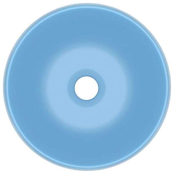 vidaXL Luxury Wash Basin Round Matt Light Blue 40x15 cm Ceramic