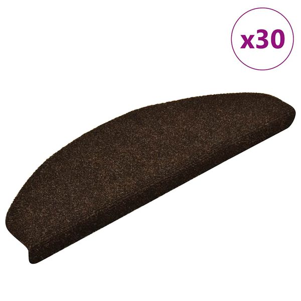 vidaXL Stair Mats Self-adhesive 30 pcs 65x21x4 cm Brown Half Round Large