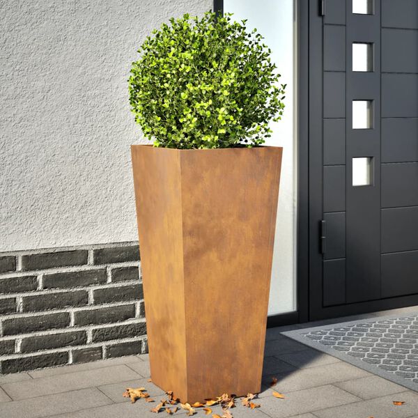 vidaXL Garden Planters 2 pcs 35x35x75 cm Weathering Steel