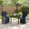 vidaXL Garden Dining Set with Cushion 3 pcs Grey Poly Rattan