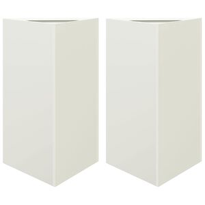 vidaXL Garden Planters 2 pcs White Triangular 50x43x75 cm Steel