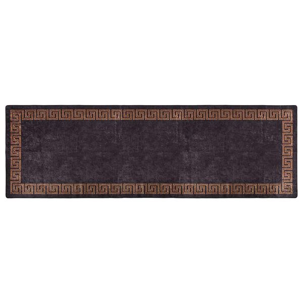 vidaXL Rug Washable 80x300 cm Black and Gold Anti Slip
