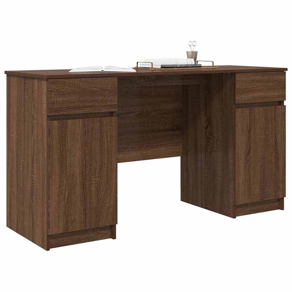 vidaXL Desk with Drawer Brown oak 140 x 49 x 76 cm Engineered wood