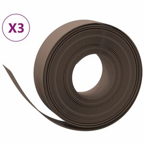 vidaXL Garden Edgings 3 pcs Brown 10 m 15 cm Polyethylene