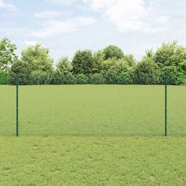 vidaXL Fence with Post Green 1 x 25 m Steel