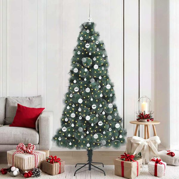 vidaXL Artificial Pre-lit Christmas Tree with Ball Set Green 210 cm