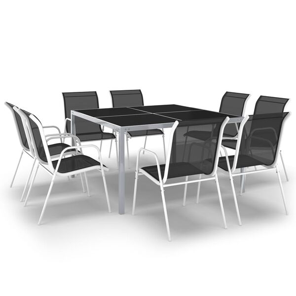 vidaXL 9 Piece Outdoor Dining Set Steel