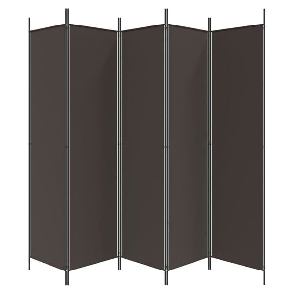 vidaXL 5-Panel Room Divider Brown 250x200 cm Fabric