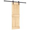 vidaXL Sliding Door Natural and Black 70 x 210 cm Solid Pine Wood