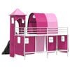 vidaXL Kids'Loft Bed Frame with Curtains, Arch, Slide, Tower