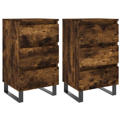 vidaXL Bedside Cabinets 2 pcs Smoked Oak 40x35x69 cm Engineered Wood
