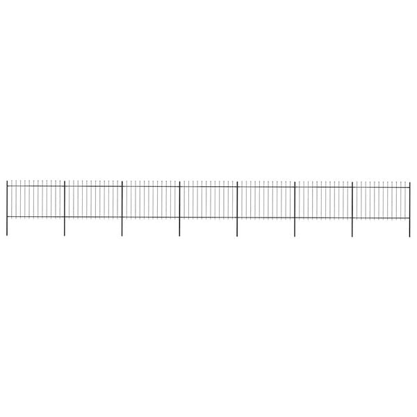 vidaXL Garden Fence with Spear Top Steel 1248x120 cm Black