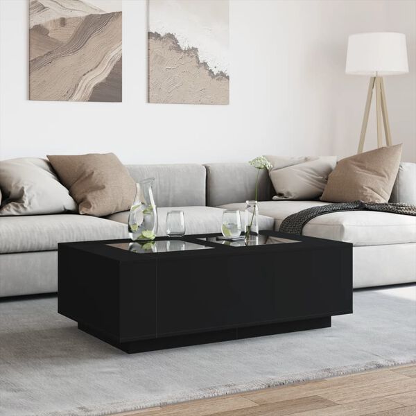 vidaXL Coffee Table with Infinity LED Black 116x69x40 cm