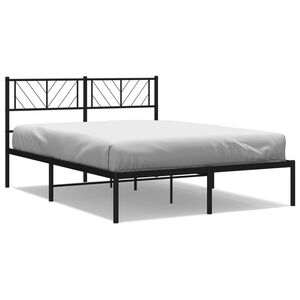 vidaXL Metal Bed Frame without Mattress with Headboard Black 140x200cm