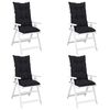 vidaXL Garden Highback Chair Cushions 4 pcs Black Check Pattern 120x50x7 cm Fabric