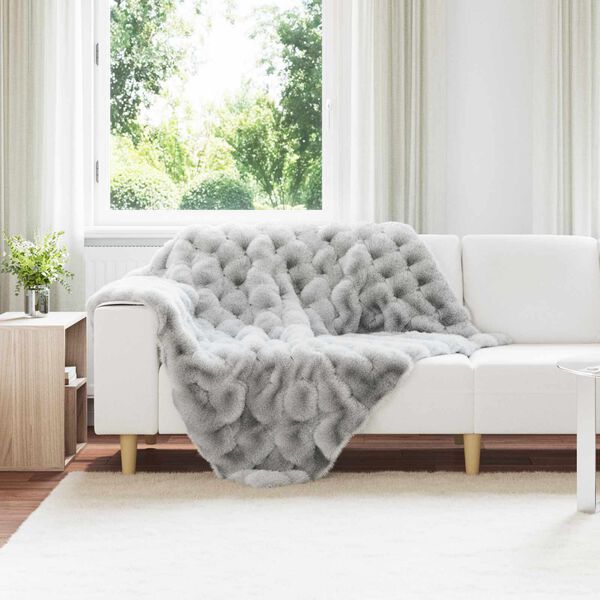 vidaXL Faux Rabbit Fur Blanket Olite 4 pcs Grey 130 x 150 cm Polyester