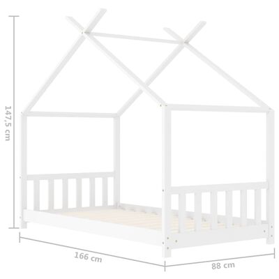 vidaXL Kids Bed Frame White Solid Pine Wood 80x160 cm