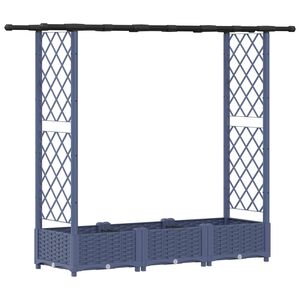 vidaXL Raised Bed with Trellis and Roof Grey 164 x 40 x 121 cm PP