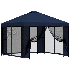 vidaXL Garden Gazebo with Sidewalls 3 x 3 m Blue Polyester and Steel