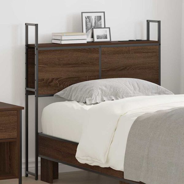 vidaXL Storage Headboard with Charging Station Brown oak 80 cm