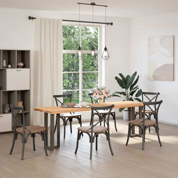 vidaXL Console Table Legs T-Shaped 2 pcs Black 25x28x(72-73) cm Steel