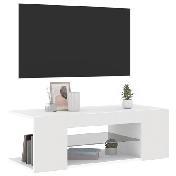 vidaXL TV Cabinet with LED Lights White 90x39x30 cm