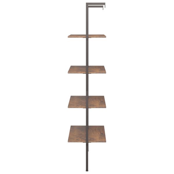 vidaXL 4-Tier Leaning Shelf Dark Brown and Black 64x35x152.5 cm