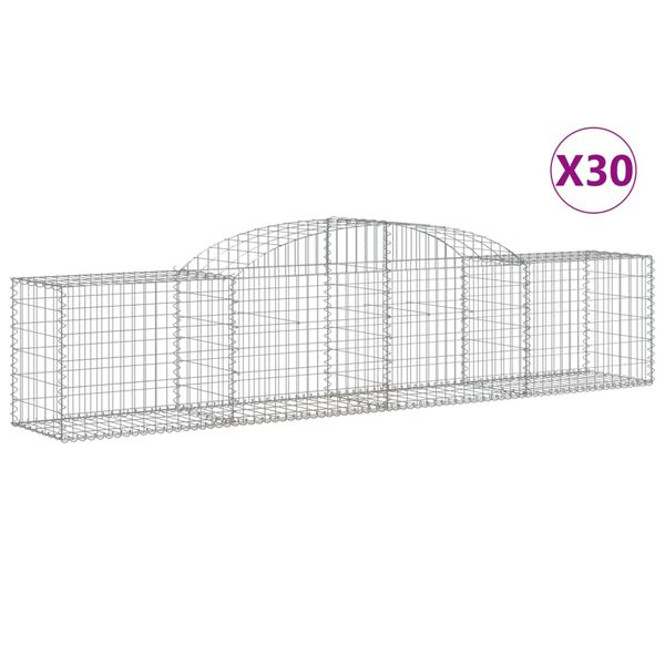vidaXL Arched Gabion Baskets 30 pcs 300x50x60/80 cm Galvanised Iron