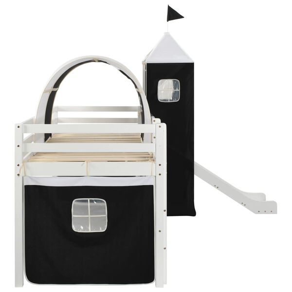 vidaXL Children's Loft Bed Frame with Slide & Ladder Pinewood 97x208 cm