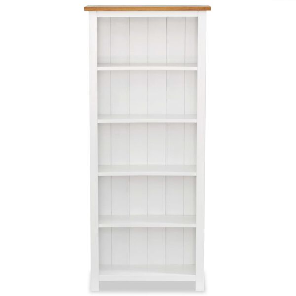 vidaXL 5-Tier Bookcase 60x22.5x140 cm Solid Oak Wood