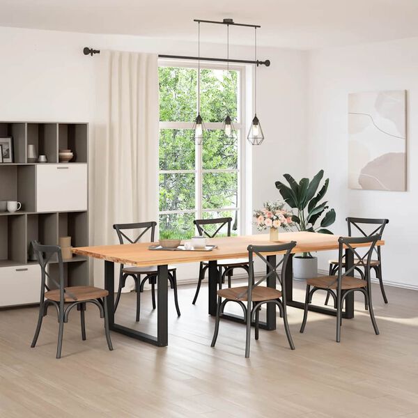 vidaXL Dining Table Legs U-Shaped 3 pcs Black 100x(72-73) cm Steel